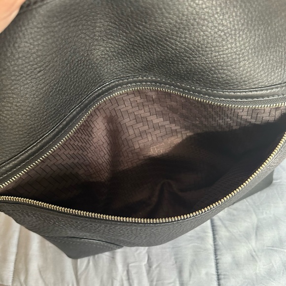 Cole Haan Black Pebble Leather Large Zip Top Tote With Silver Finish - Picture 11 of 14